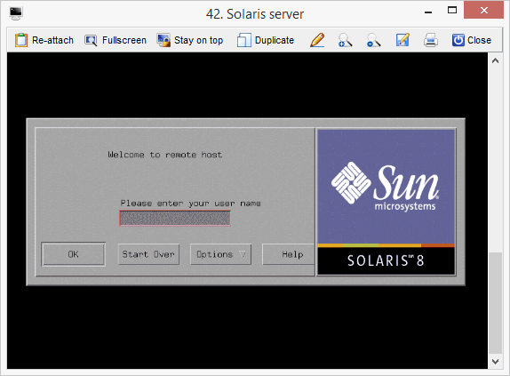 XDMCP login screen for a remote Solaris-style host on the Windows desktop